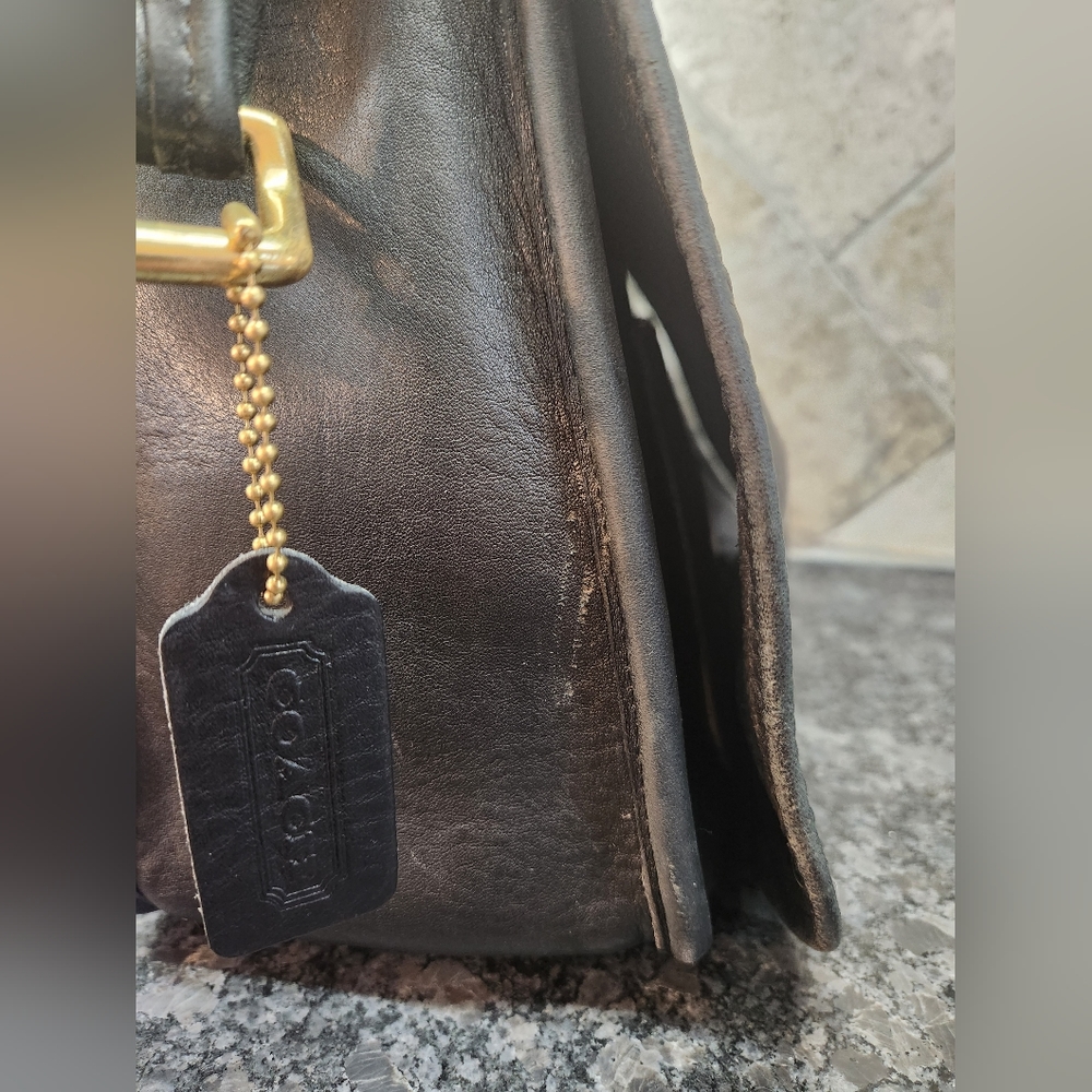 Vintage COACH Stewardess 9525 Brass Black Leather Crossbody Bag Costa Rica - Picture 7 of 16